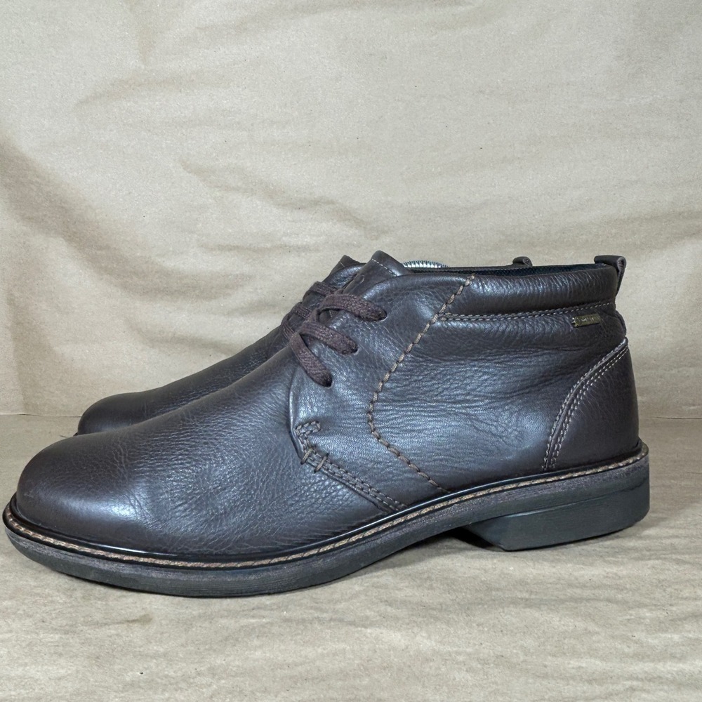 ECCO GORE-TEX Waterproof Chukka Boots Mens Size 9(42)-Brown Leather Ankle Boots